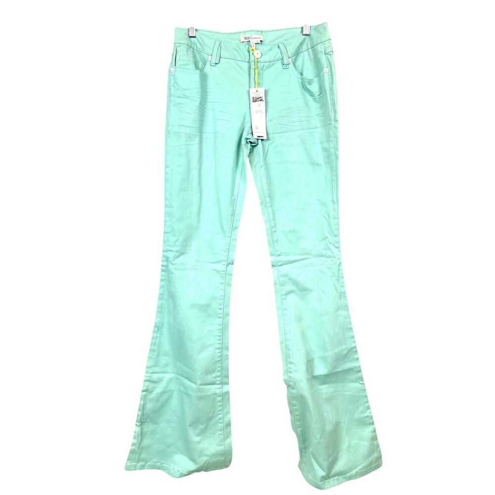 BCBGeneration Womens 2 Teal Blue Flare Denim Jeans High Rise Casual NWT
